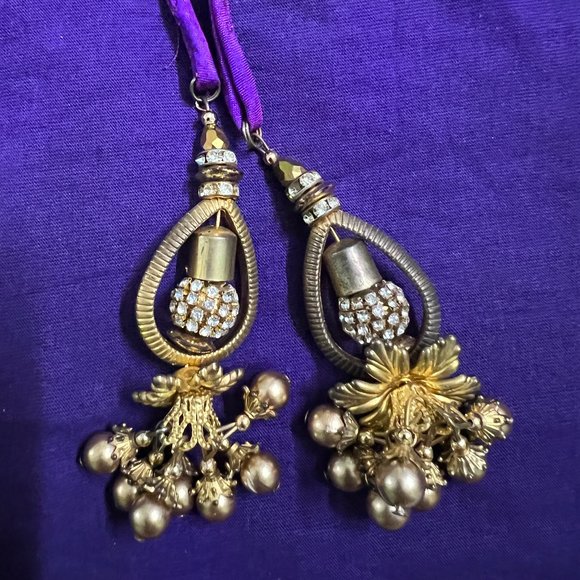 Grand Wine Coloured Lehenga Embellished with Pink and Gold Embroidered Flowers - Picture 4 of 17